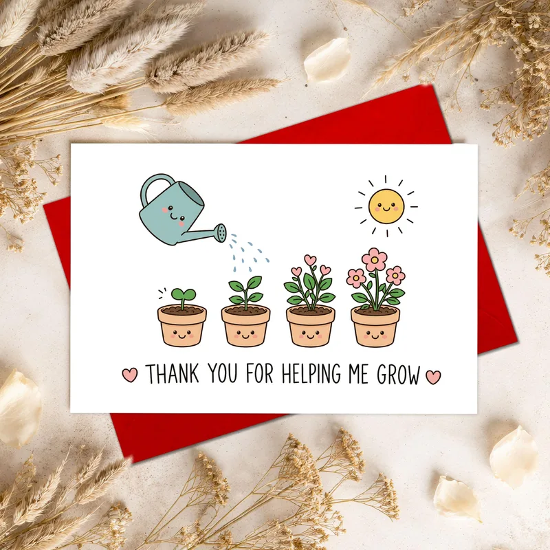 Plant Pots Watering Thank You Card for Educators