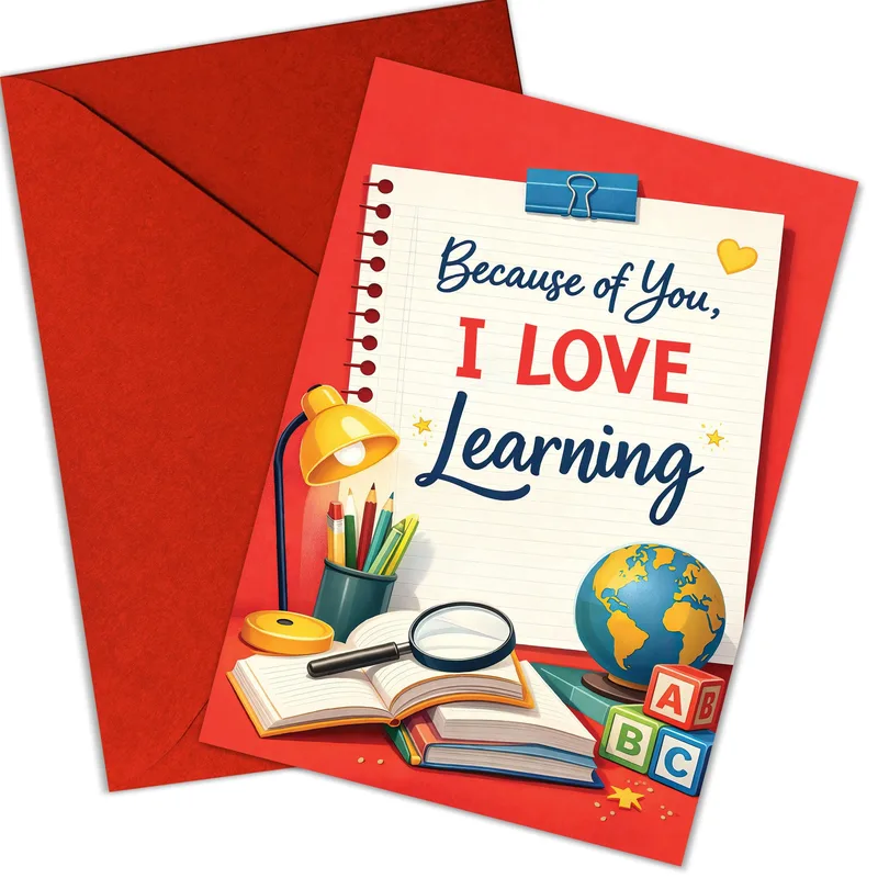 Globe Desk Lamp Thank You Card for Inspiring Educators