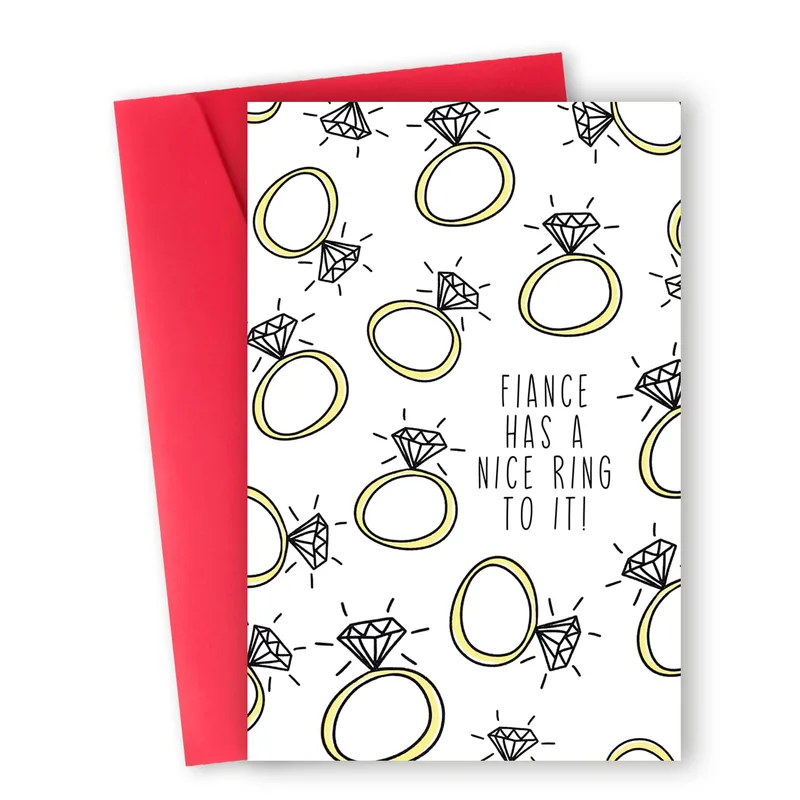 Engagement Ring Card: Gold Rings and Diamonds Joke