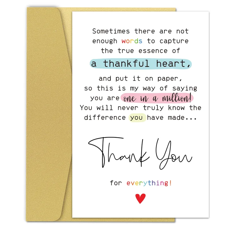 Minimal Heart Typography Card for a Thankful Friend