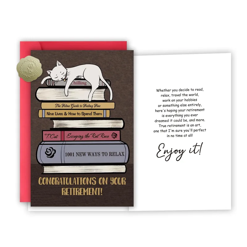 Retired Cat Lover Card: A Sleepy Cat Says Congrats