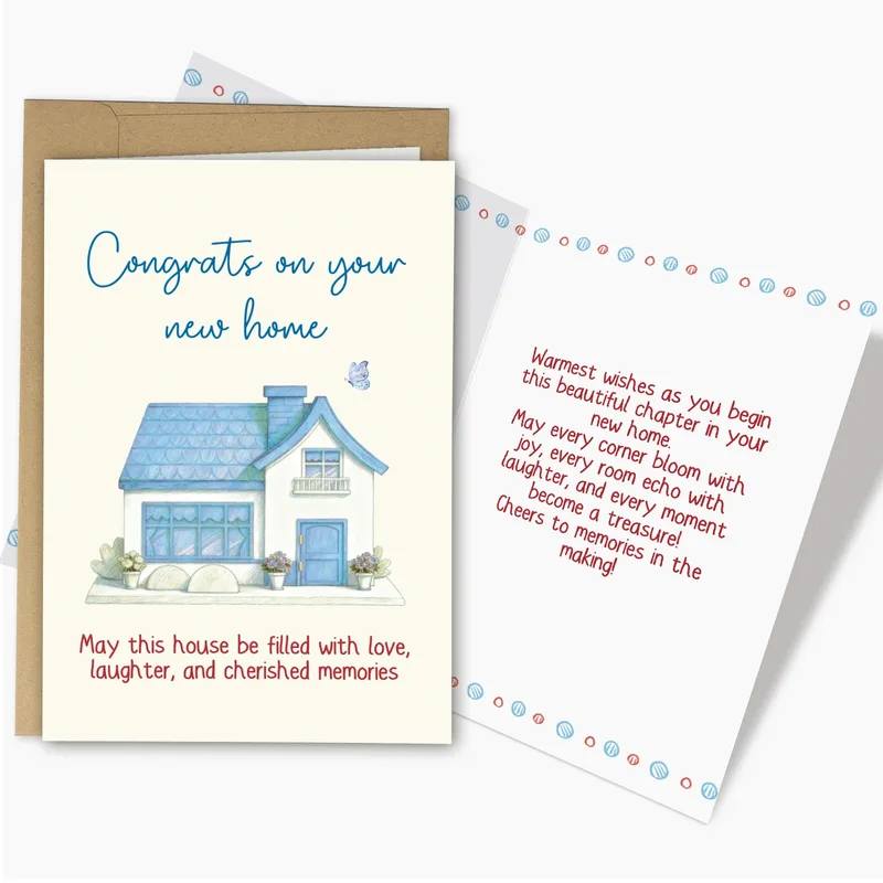 New House Congrats Card: A Blue Watercolor Home Greeting