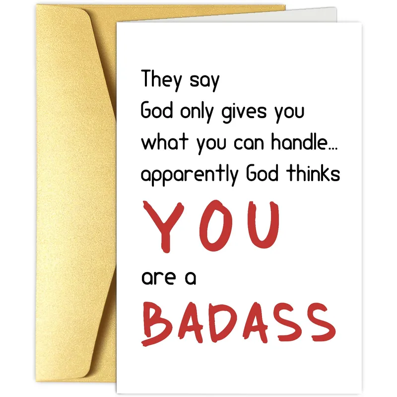 Strong Woman Encouragement Card: God Thinks You Are a Badass