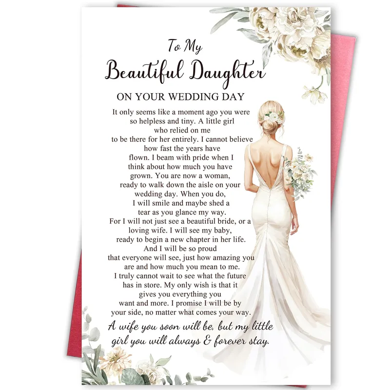 Daughter Wedding Day Card: A Mother's Note for Her Bride