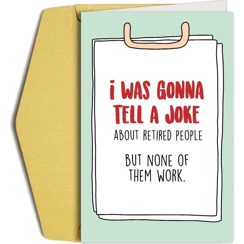 Retired Joke Card: a shopping bag punchline for retirees