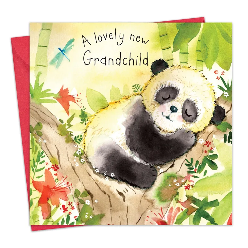 New Grandchild Card: A Sleepy Panda for Grandparents