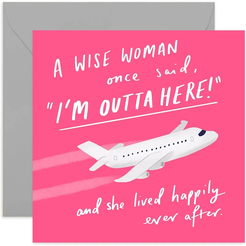 Farewell Wise Woman Card: A Pink Jet Takeoff
