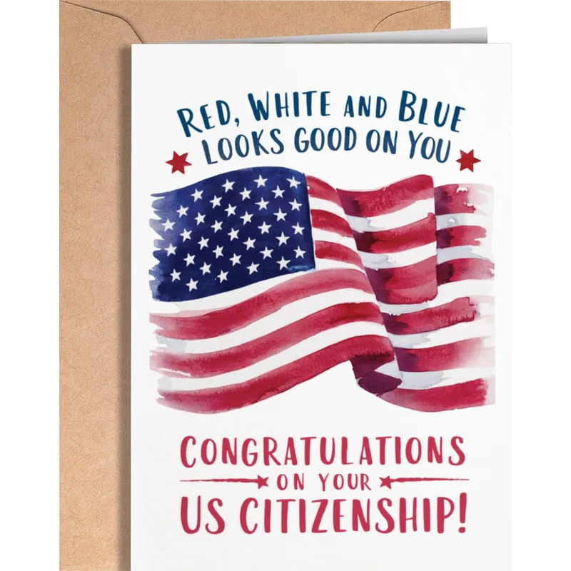 American Greeting Card: Red, White and Blue Congrats on Citizenship