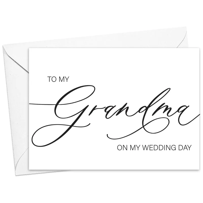Grandma Wedding Day Card: Black Script Lettering