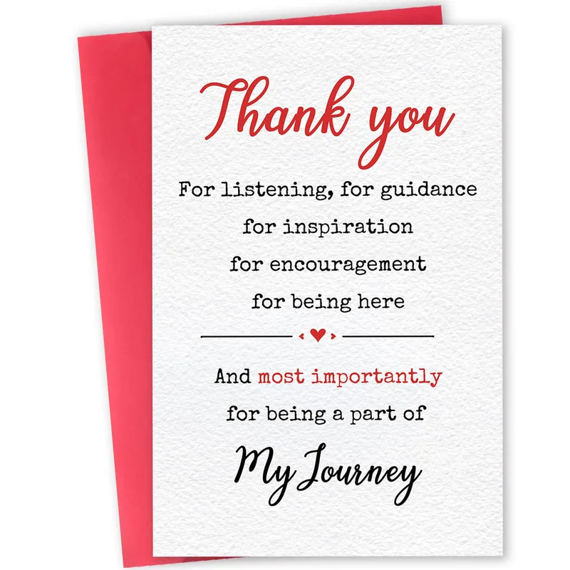Thank You for Inspiration Card with Red Script Lettering