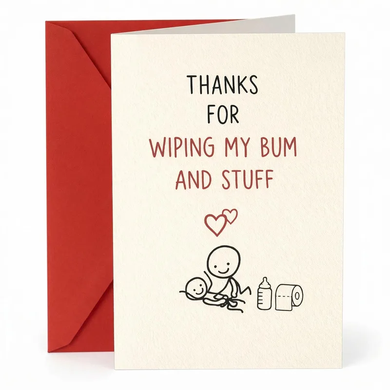 Thanks for Wiping My Bum Card: Funny Thank You Card for Mom