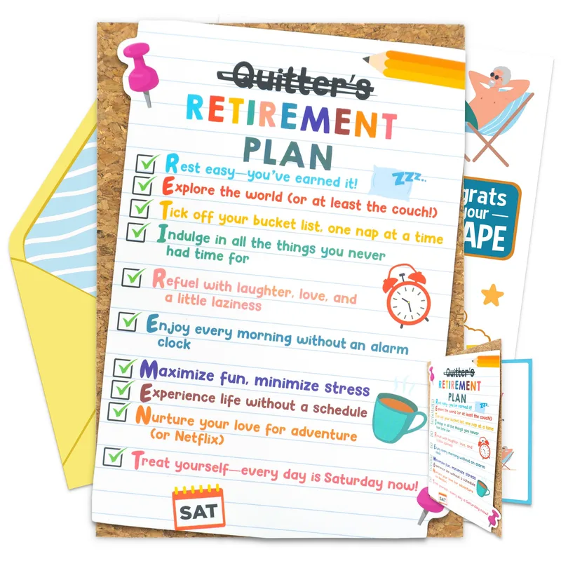 Retirement Plan Card: A Funny Checklist for Your Next Chapter