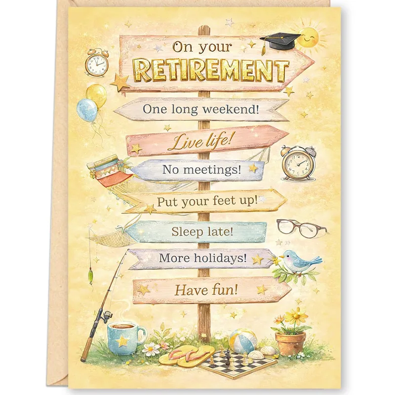 Retirement Fun Card: a signpost of easy days ahead