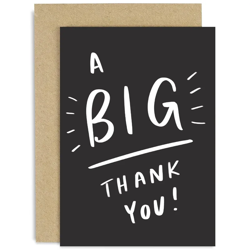Black and White Thank You Card with A BIG Thank You lettering