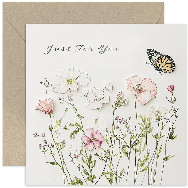 Just for You Card: A Soft Meadow with a Butterfly