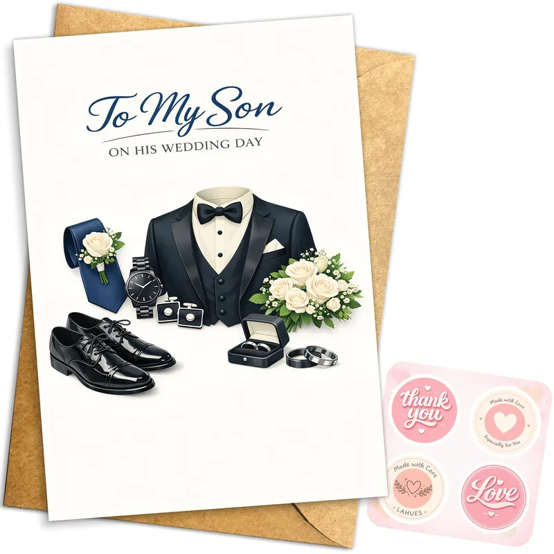 Son Wedding Day Card: A Navy Tuxedo Keepsake for Your Groom