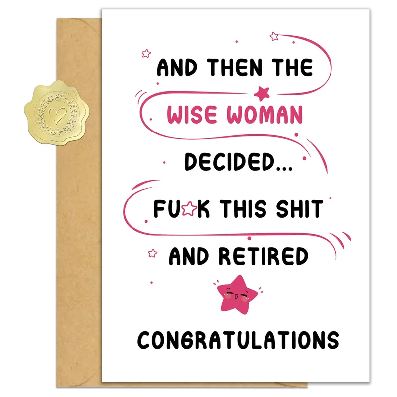 Congratulations Retirement Card for a Wise Woman Who Clocked Out