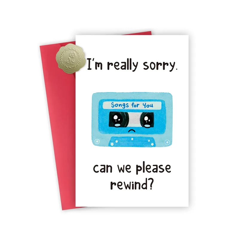 Sorry Cassette Card: A Rewind Apology for Your Person