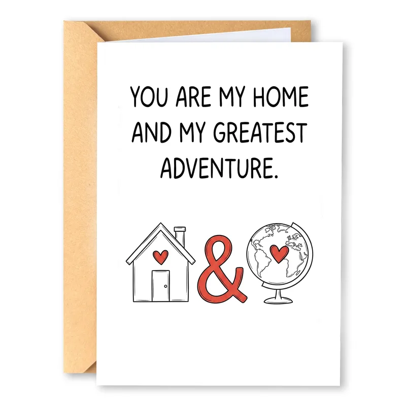 Home and Adventure Love Card – Greeting Card in black