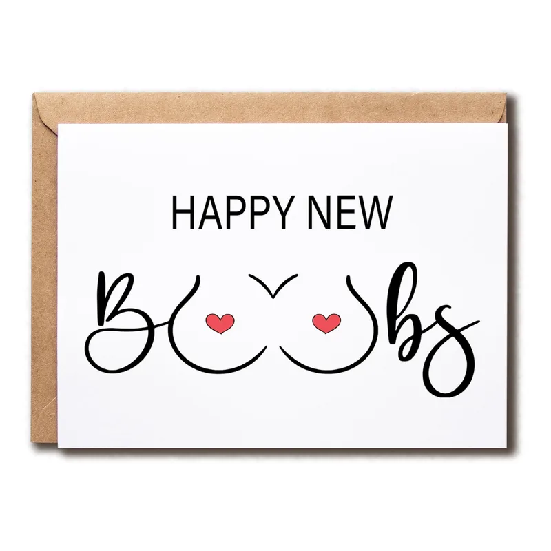New Boobs Congrats Card: Playful Line Art for Her