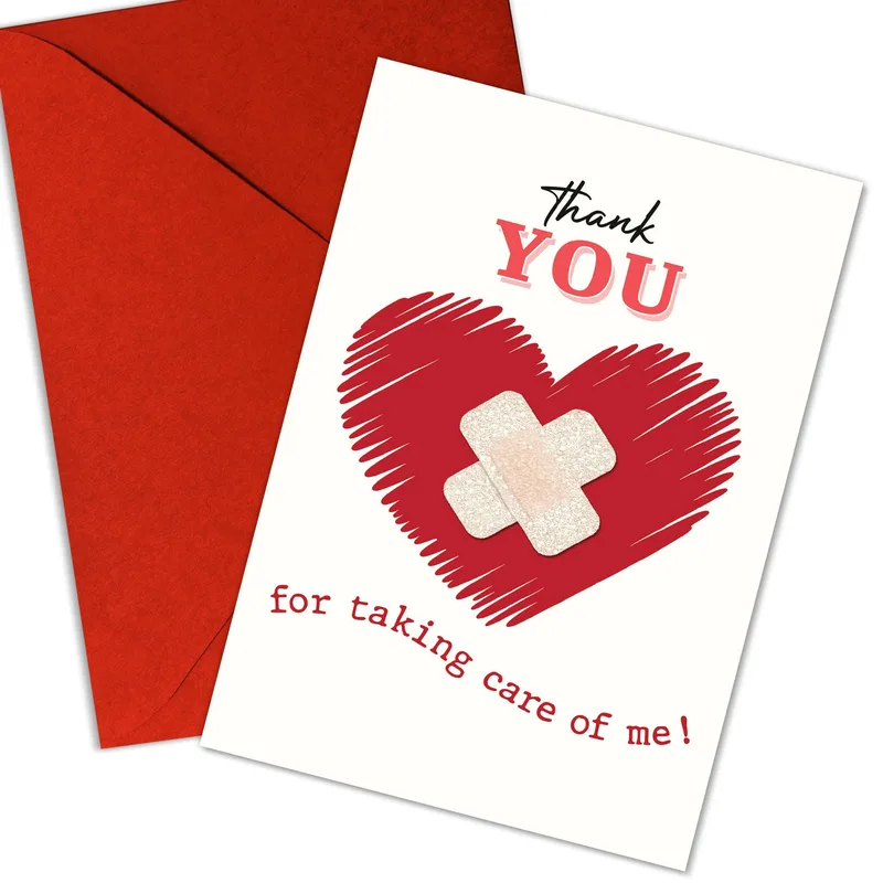 Caring Nurse Thank You Card: Bandage Heart Design