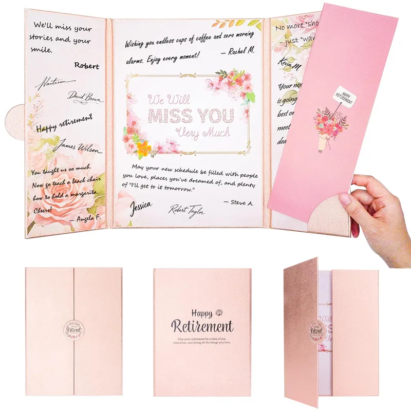 Retirement Gift for Her Card: A Pink Floral Farewell