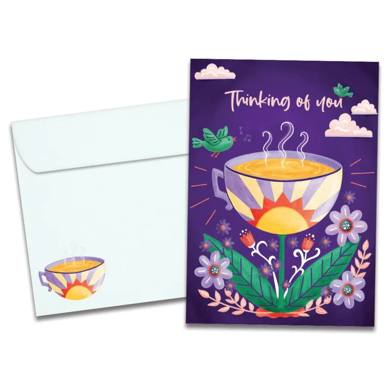 Teacup Sunrise Card: a warm hello in a cup