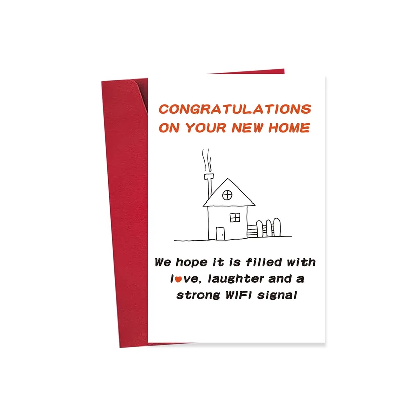 Line Drawing House Card for a New Home Celebration
