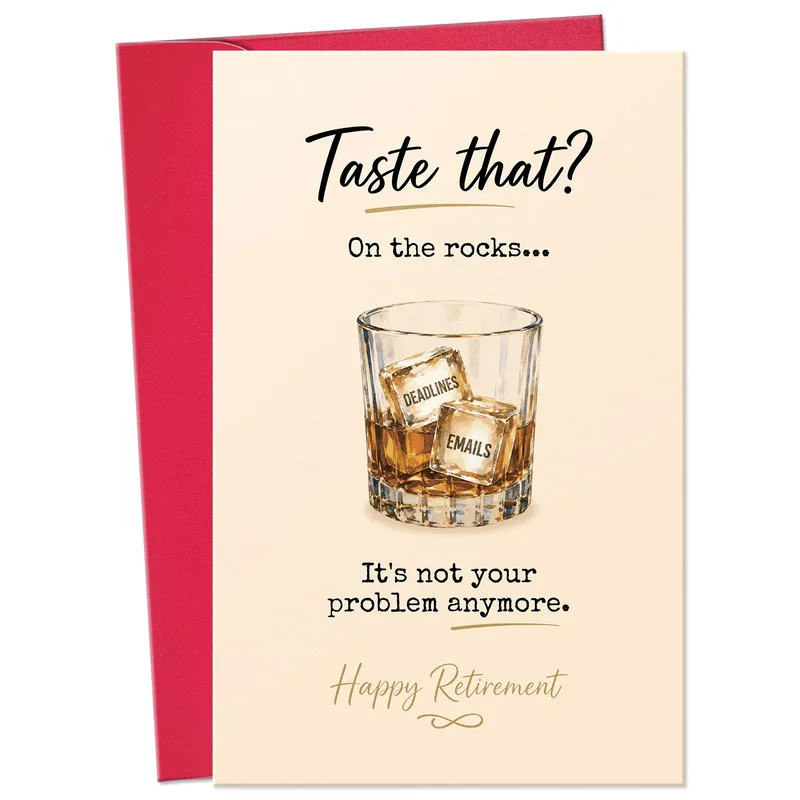 Whiskey on the Rocks Card: A Retirement Joke Served Chilled