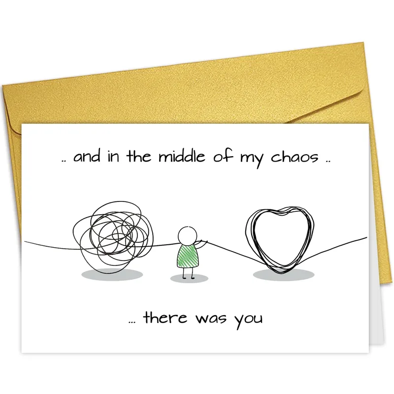 Thank You Love Card: A Quiet Line Doodle Sweetheart