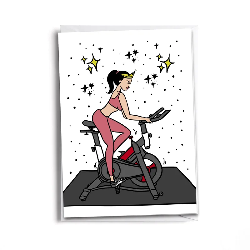 Spin Class Card: A Cycling Queen Greeting Card