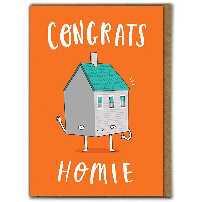 Housewarming Congrats Card: a house that cheers you on