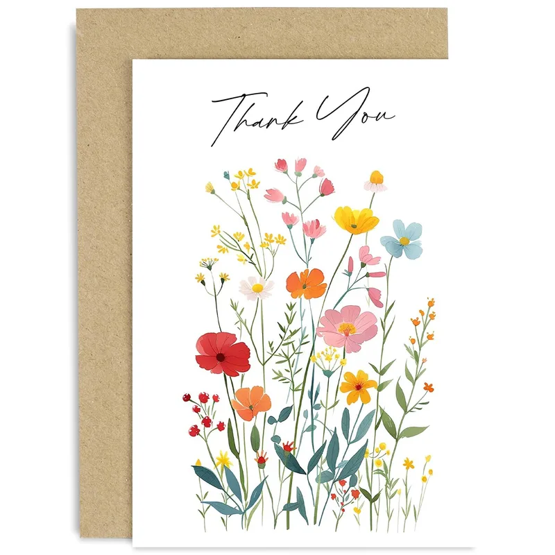 Meadow Flowers Thank You Card for Friends and Family