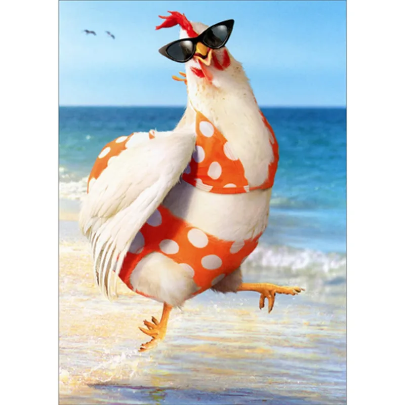 Chicken Bikini Card for a Beach-Loving Friend