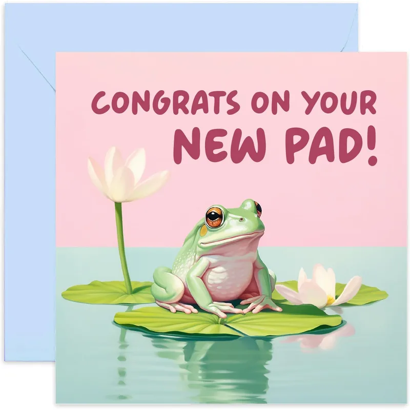 Congrats On Your New Pad Card: Funny Frog Housewarming Card