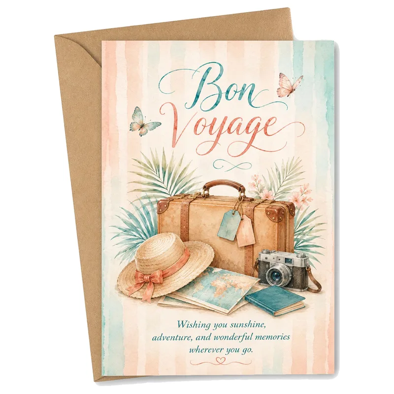Farewell Travel Card for Bon Voyage Send Off