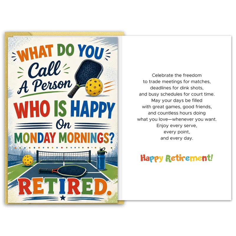 Pickleball Retirement Card: Happy on Monday Mornings