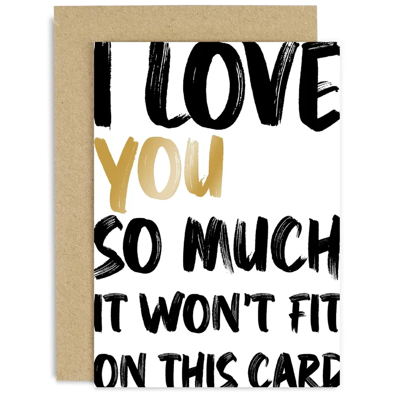 Love You So Much Card: Bold Black and Gold Brush Lettering