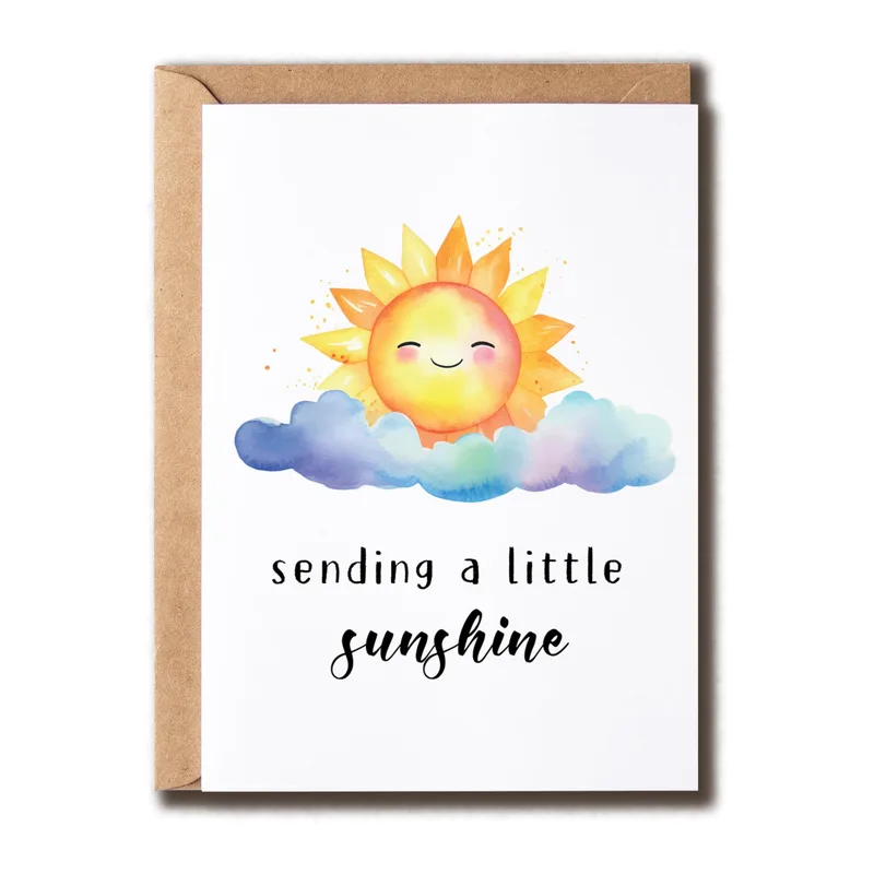 Sunshine Thinking of You Card: A Smiling Sun on a Cloud