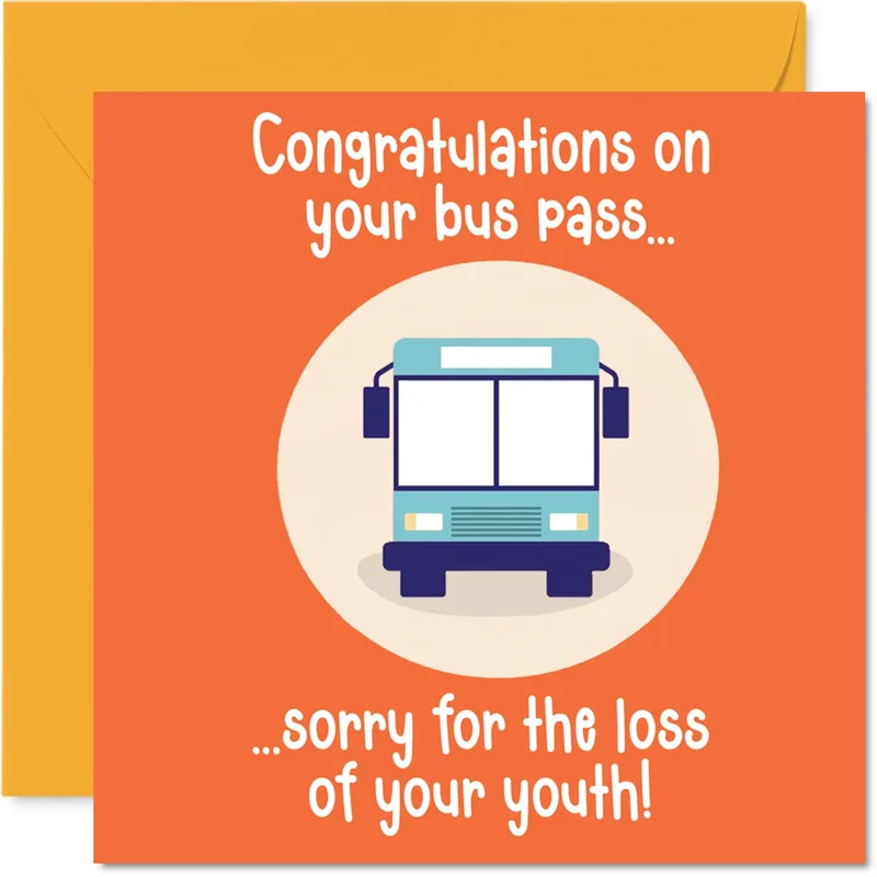 Bus Pass Card: A Funny Retirement Card With a Bus