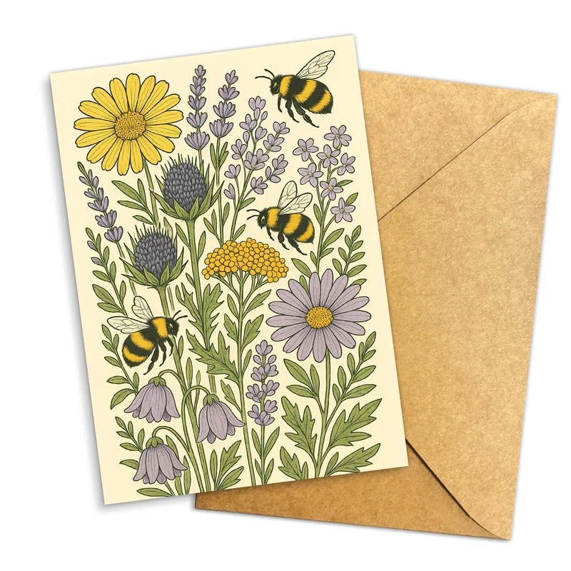 Bumblebee Garden Card for a Friend Who Loves Flowers