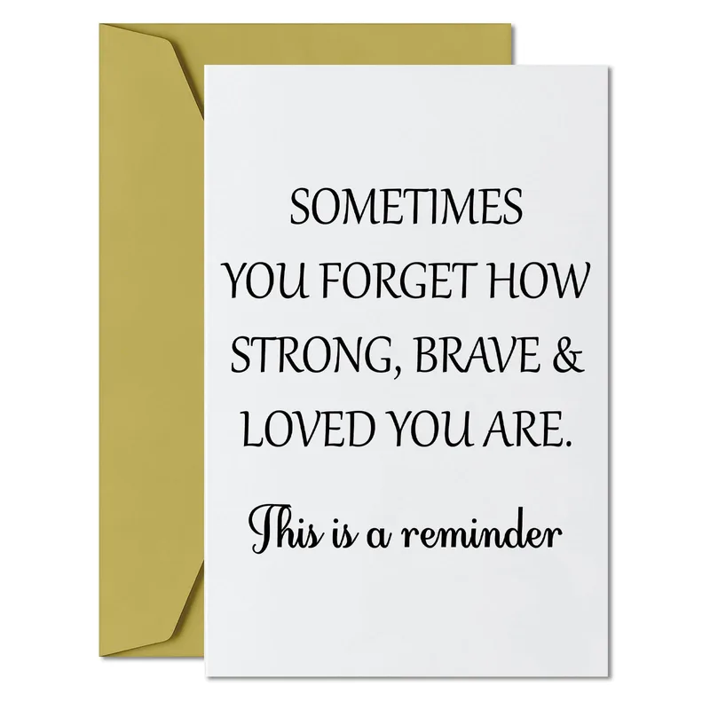 Strong and Brave Card: A Gentle Reminder in Black Type