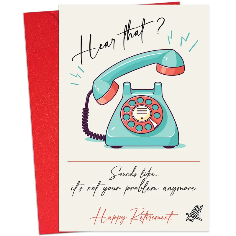 Teal Retro Rotary Phone Card: Hear That? Retirement Humor