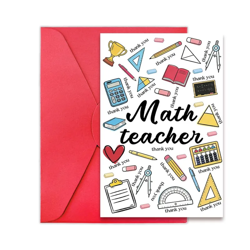 Math Teacher Appreciation Card with Classroom Doodles