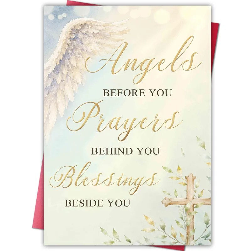 Angel Blessings Card: Angels Before You, Prayers Behind You