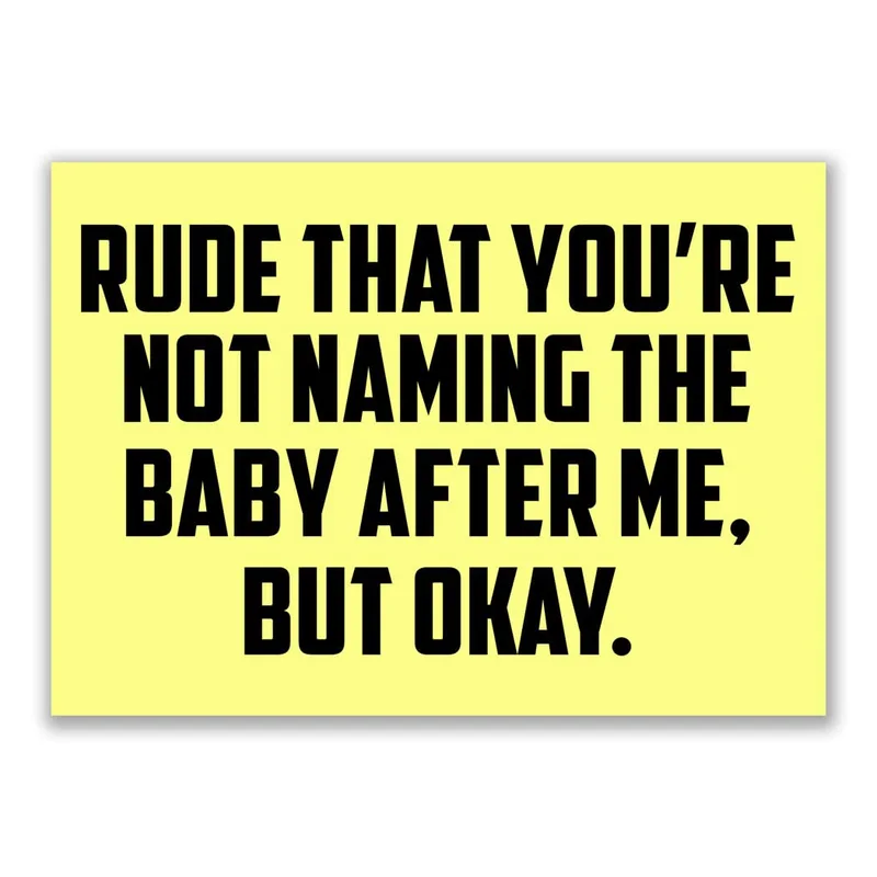 Yellow Bold Black Text Card: a playful New Baby card