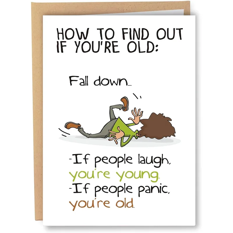 Find Out If You're Old Card: A Funny Fall-Down Test