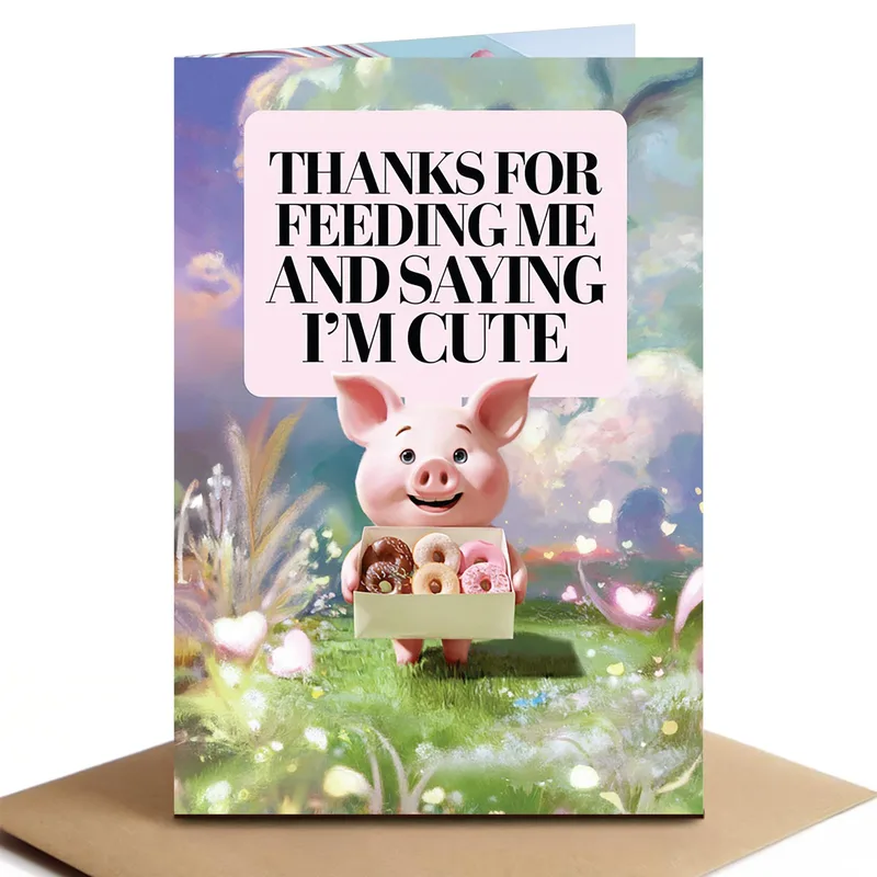 Pig Donuts Thank You Card for a Sweet Little Thanks