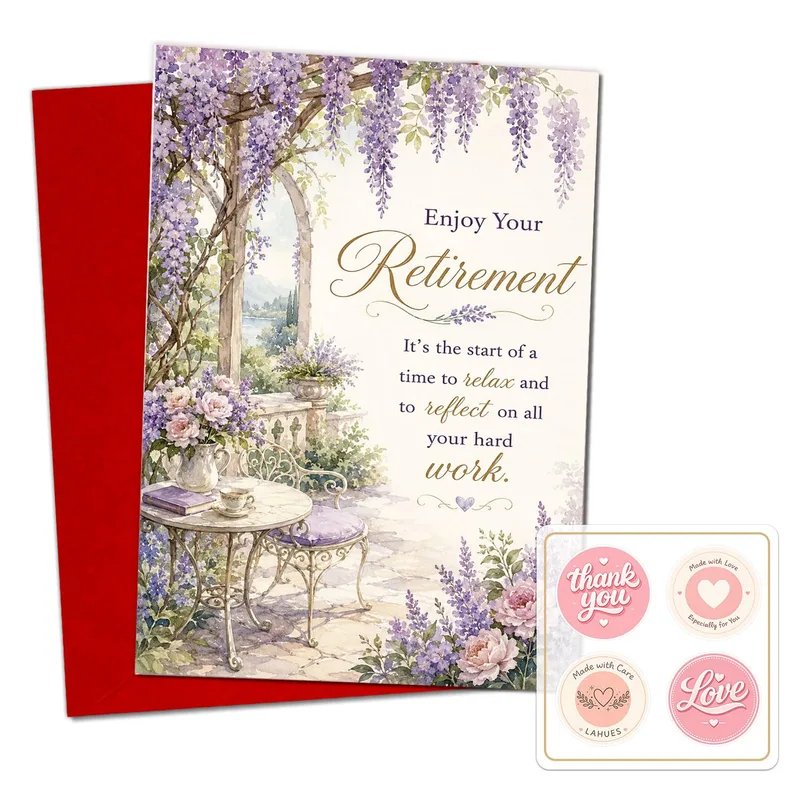 Wisteria Garden Retirement Card for a Serene Celebration