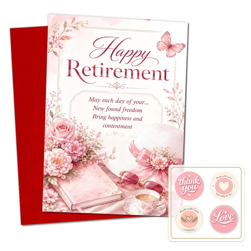Pink Floral Retirement Card for a Woman Starting Her Next Chapter